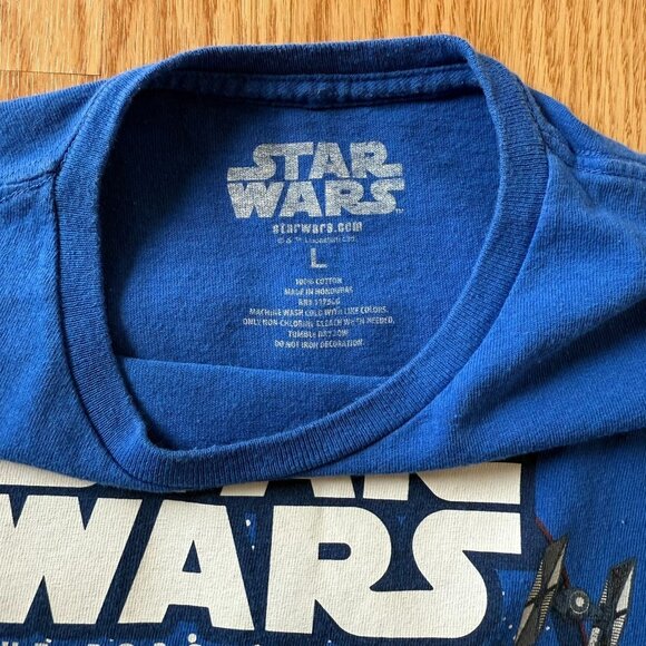 Star Wars Tee Size Mens Large The Force Awakens Millennium Falcon Blue T Shirt - Picture 5 of 6